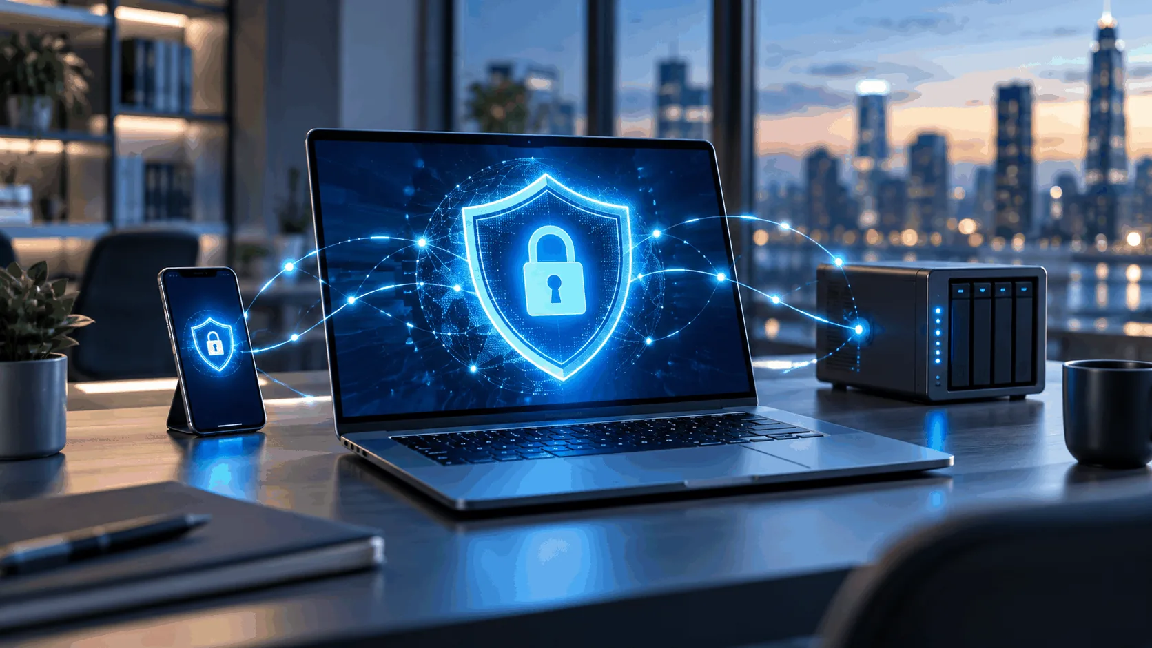 Business cybersecurity illustration