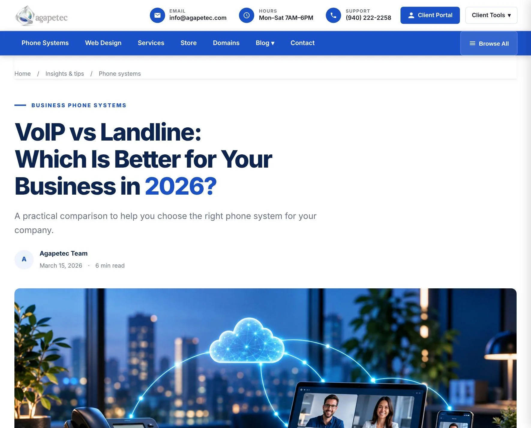 Agapetec Insights article page shown in a browser window